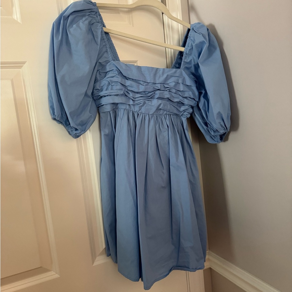 Ruched Bodice Puff Sleeve Mini Dress